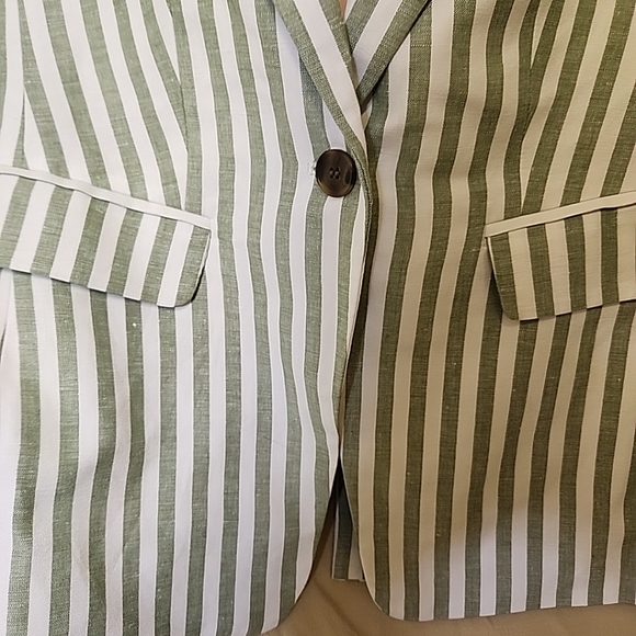 Loft linen blend strip sophisticated beachy blazer sz 2 (8) Summer Fun - Picture 3 of 10